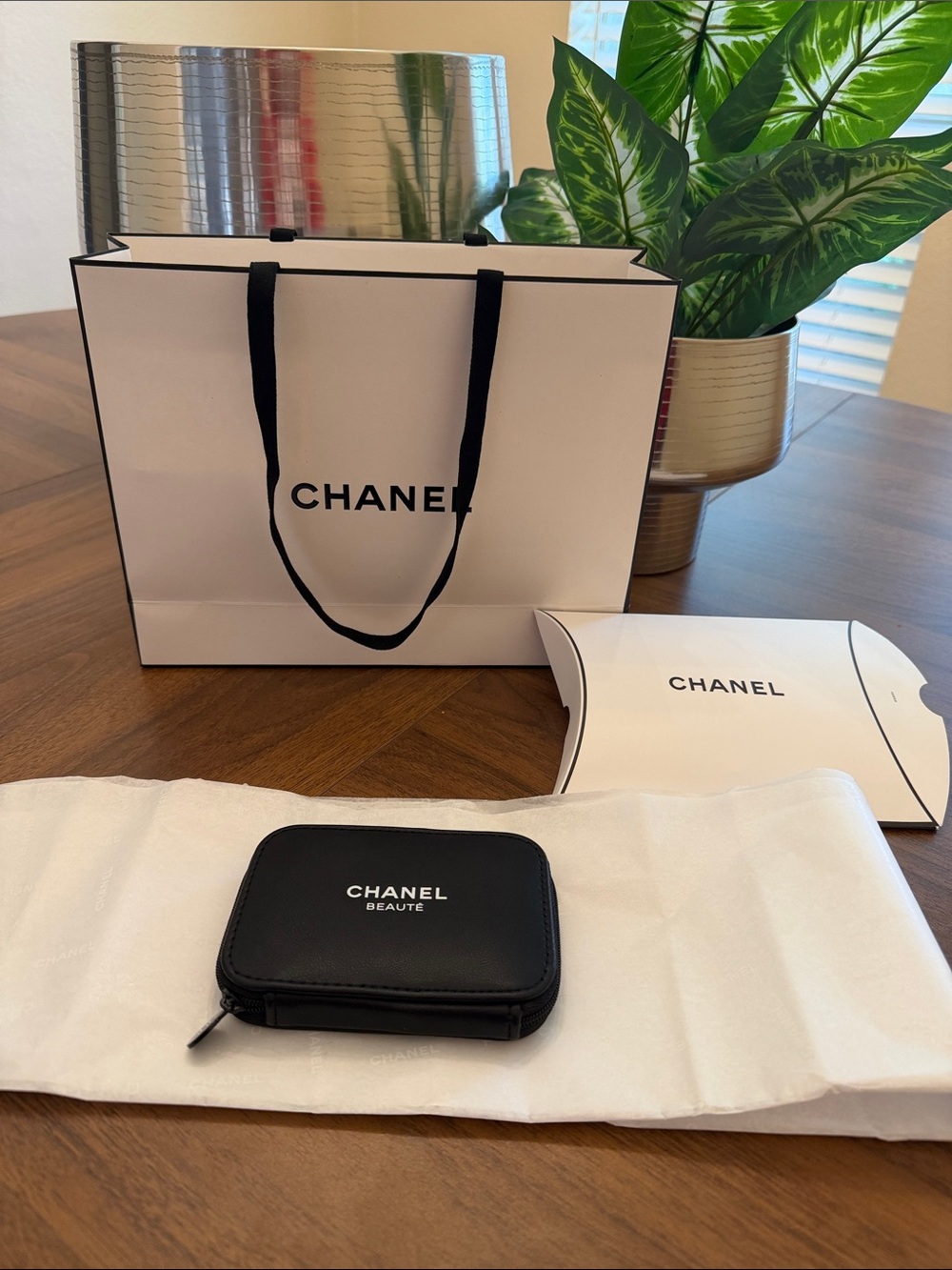 Chanel black beauty travel case with Mirror